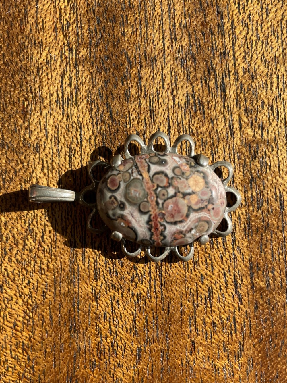 Leopard Skin Jasper Stone Pendant with Sterling Silver Setting, Signed NWOT - Picture 9 of 10